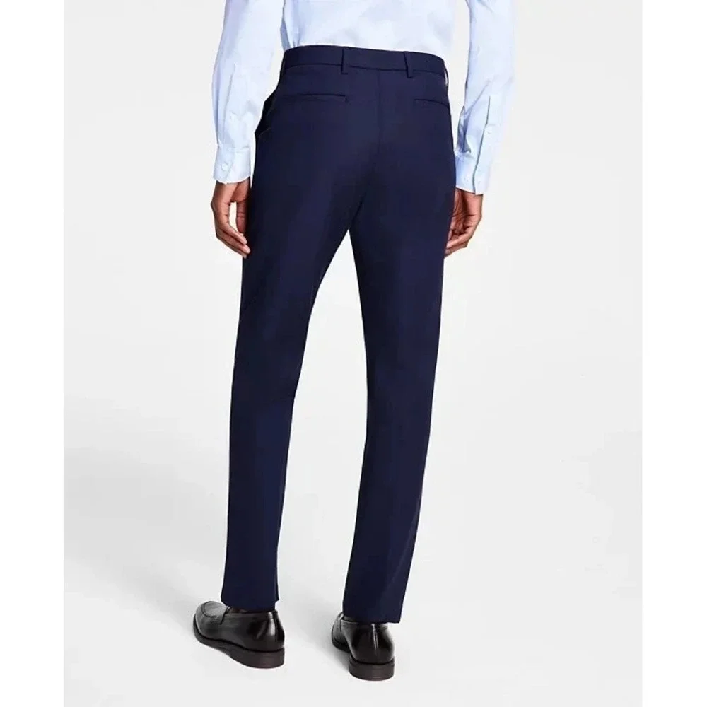 Michael Kors Men's Classic-Fit Cotton-Blend Dress Pants Navy Size 36W 30L